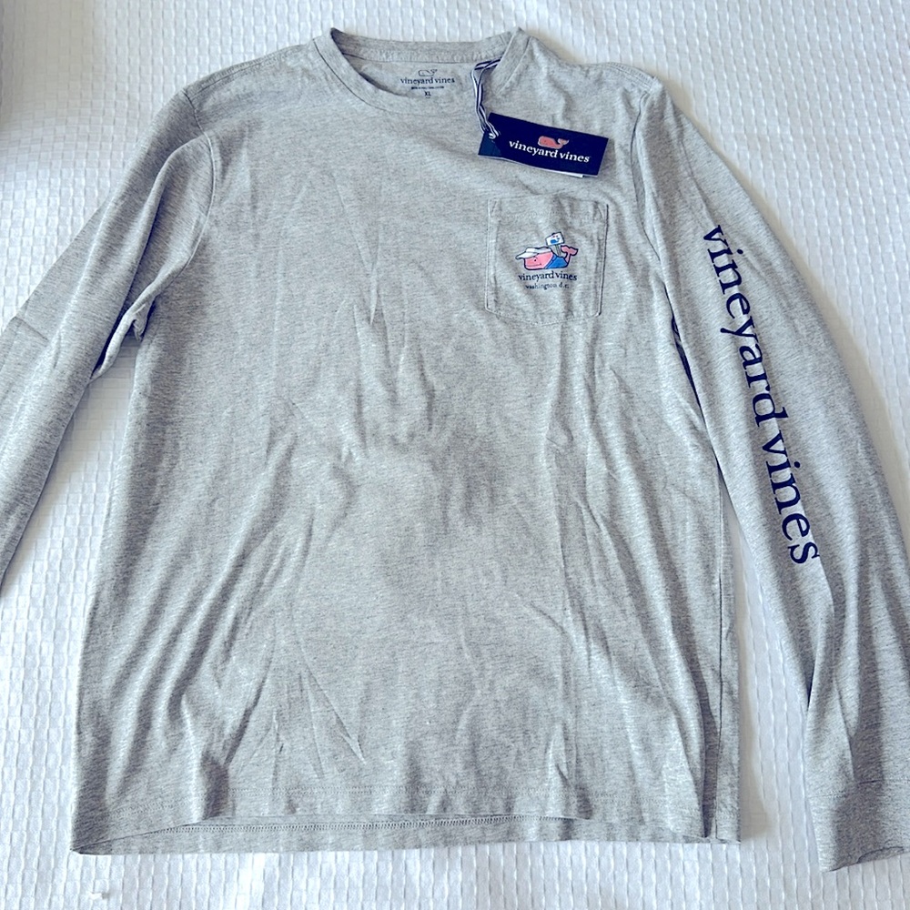 Kids long sleeve campaign, vineyard vines shirt. WHALE DC VOTE